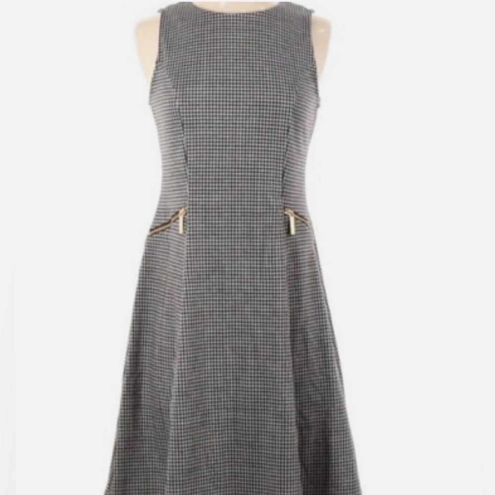Ann Taylor Factory Black and White Patterned Midi Dress